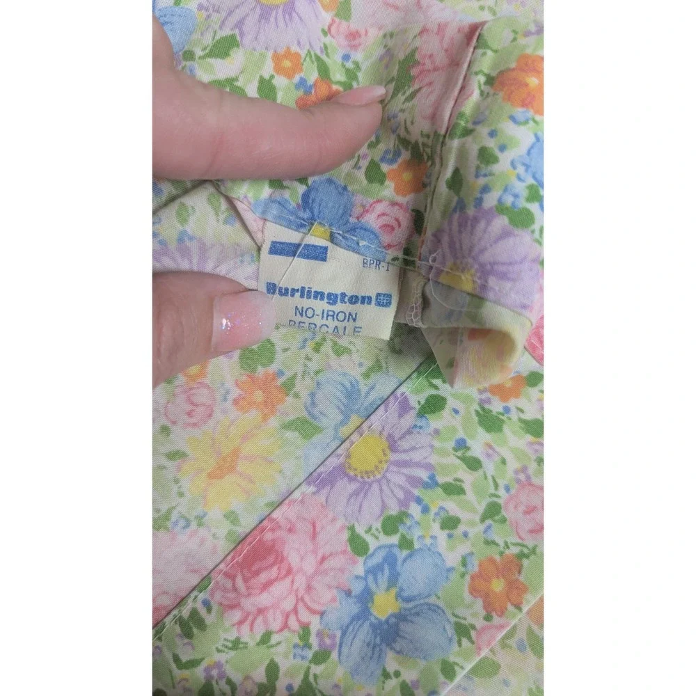 Burlington Vintage Floral Pillowcase Pastel Pink Blue Yellow Standard Percale